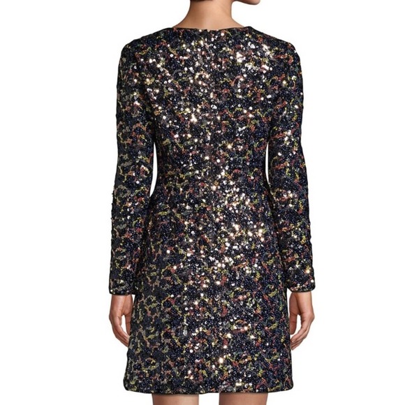 NWT Aidan Mattox Textured Sequin Long Sleeve Dress - Picture 3 of 4